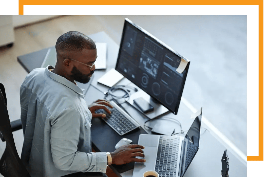Member of a financial institution's security team monitoring the network traffic