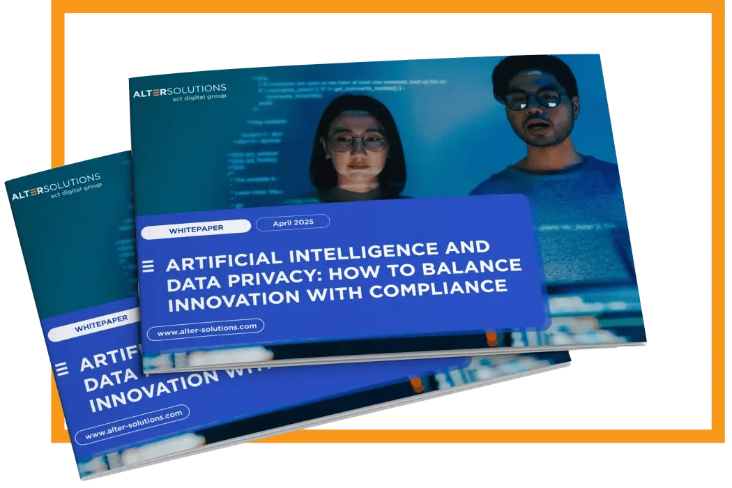 Cover of the whitepaper Artificial Intelligence and Data Privacy: how to balance innovation with compliance
