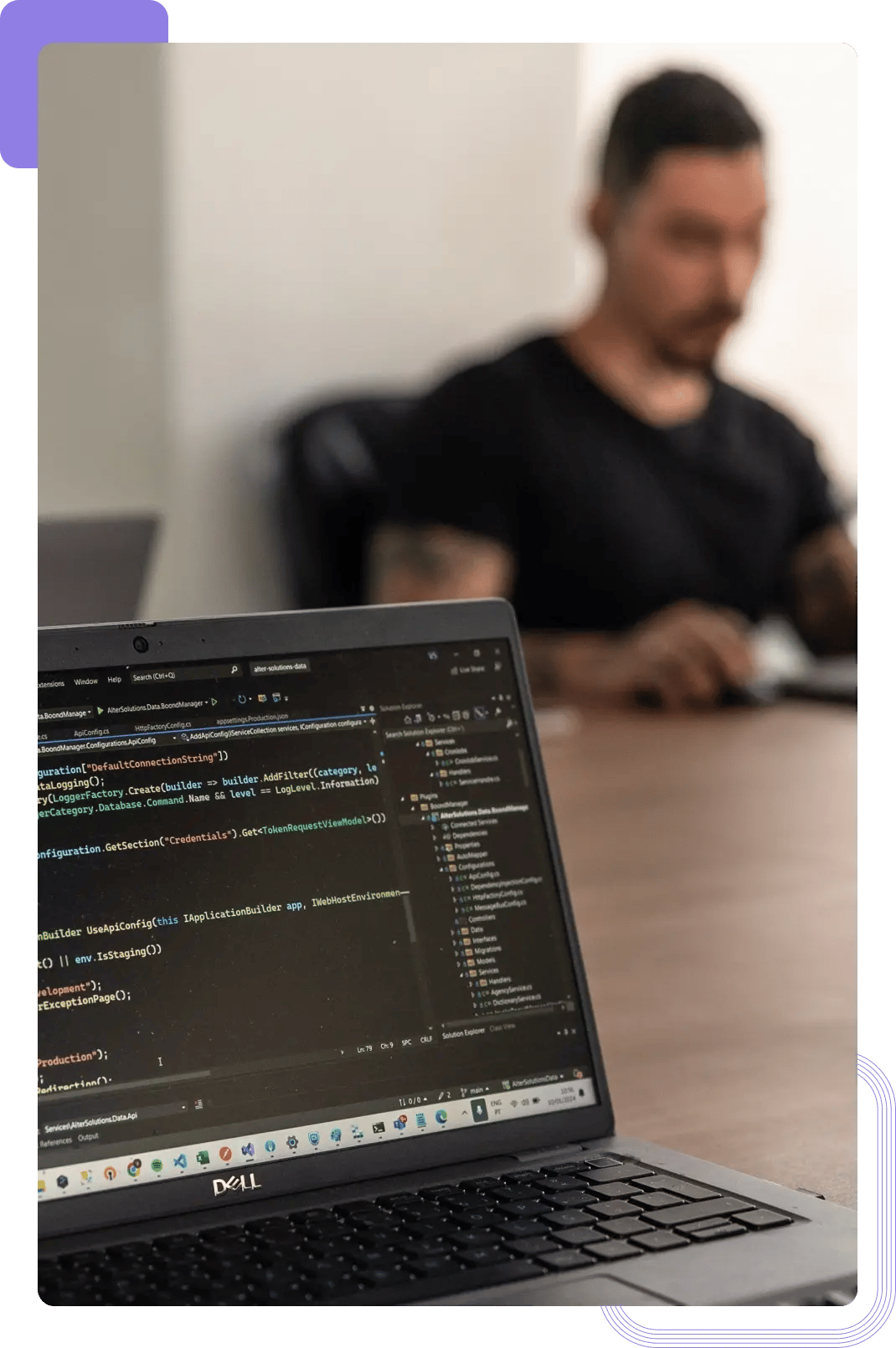 Software developer working on an application for a client's project